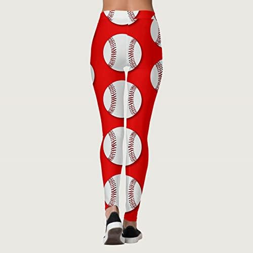 Hutong Women Fashion Cow Baseball Print Tights Leggings Controle Yoga Sport Leggings Para mulheres de alta cintura