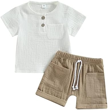 FHUTPW meninos 2pcs roupas de verão de manga curta t-shirt tops shorts elásticos de cintura