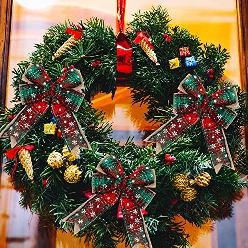 Willbond 10 peças 6 polegadas de Natal Buffalo Boldes Boldes Burlap Christmas Wreaths Gradents Boldes para grinaldas