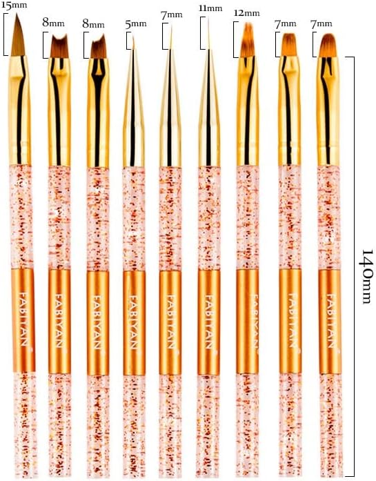 Wyfdp Extension Pen Liner Liner Unh Nail Art Princes de desenho gradiente escultura de acrílico Manicure Tools Gold