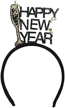 Dzrige Feliz Ano Novo Bandando com copos de vinho tinto, Glitter Feliz Ano Novo BOPPERS BANDED ROVA GOLD & BLACK VINHO