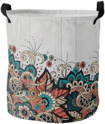 Grossa de flor de flor de flor de flor de madeira suja cesta de lavanderia dobrável organizadora de cesta de cesta de roupas de cesta de roupas de armazenamento