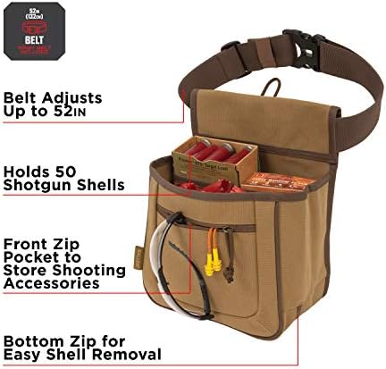 Allen Company Rival Double Compartment Shell Bag e cintura de 52 polegadas, segura 50 cascos vazios, bronzeado, caramelo marrom