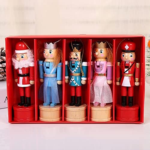 Andifyany 5 PCs/Conjunto de 12 cm de madeira quebra -nozes Puppet pingente de Natal Decoração Crianças Presentes
