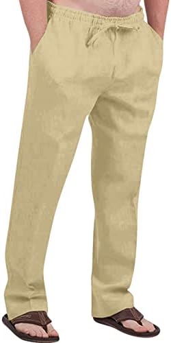 Calça de linho de algodão casual masculina calça de cintura elástica de verão casual calça de linho masculino calças capricocas