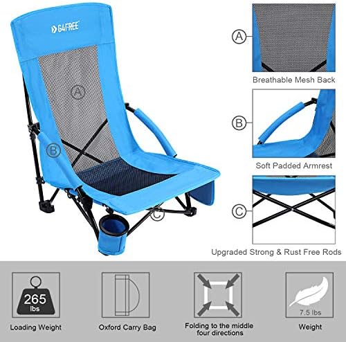 Cadeira de praia com baixo teor de estiragem, cadeira de praia portátil dobrável, cadeira de acampamento de mochila para adultos com