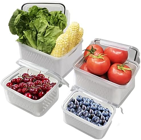Recipiente de armazenamento de alimentos para geladeira com tampas e fabricante de produtos de produtos frescos e empilháveis