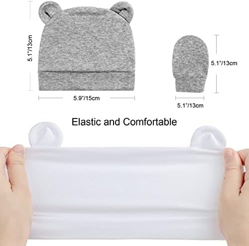 Aqokka recém-nascida chapéu de bebê e luvas urso chapéus para meninos girotos algodão infantil Caps prematuros por 0-3 meses