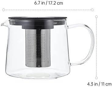 Chaleira de chá de vidro de vidro de vidro de vidro de vidro doool com infusor: bule de chá transparente com filtro