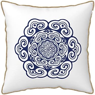 Myshe pacote de 2 veludo de veludo estilo china estilo oriental azul branco de porcelana Branca Padrão de flor decorativo