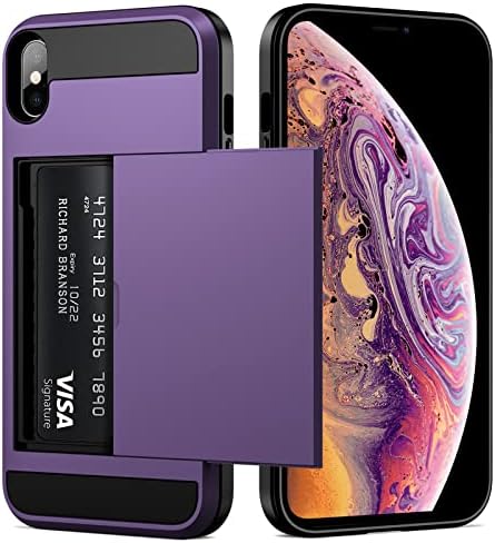 Vofolen para iPhone XS Max Case Carteira do cartão de crédito Id Slot Slot Porta deslizante Porta de bolso oculto Homens Mulheres anti-arranhões
