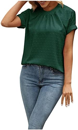 T-shirt de verão para mulheres 2023 Moda Moda Plus Solid Sleeve Sleeve redonda Tops de camiseta casual de blusa casual