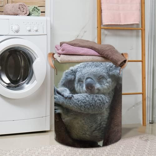 Koala fofa em cesto de lavanderia dobrável de árvores, cesto de lavanderia grande cesto de armazenamento dobrável à prova d'água