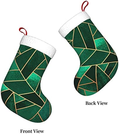 Yilequan 18 polegadas meias de Natal meias clássicas, geométrica preta e dourada, para decorações de festas de Natal para férias