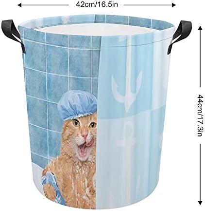 Foduoduo Roupa de cesta de cesta de gato bonito cesto de lavanderia com alças Saco de armazenamento de roupas sujas dobráveis