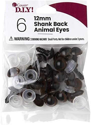 Primo Diy Shank Back 12mm 6pc Eyes de animais de pelúcia, marrom