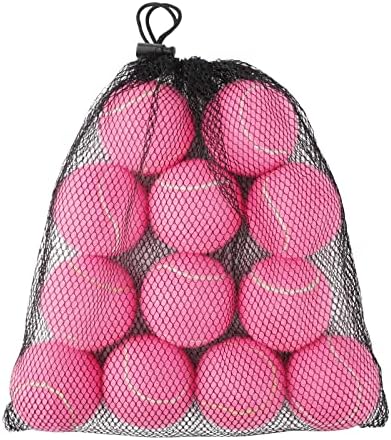 Segarty Dog Pink Tennis Balls - 12 PCs com Mesh Carry Bags Bolas de brinquedos interativos - Terno para Traning, Exercício,