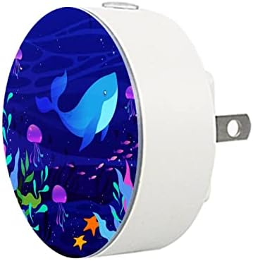 2 Pacote de plug-in nightlight LED Night Light Underwater Breia azul com sensor do anoitecer para o amanhecer para o quarto de