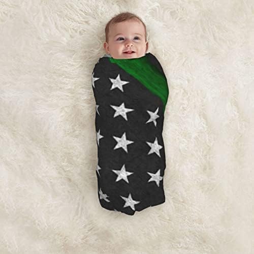 Blanta de bebê de bandeira verde fina, manta de recebimento para o carrinho de berçário de capa de recém -nascido infantil