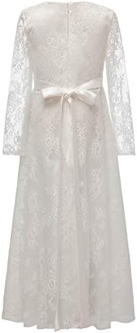 Vestido de Flora de Flora de Lace A-line branca de marfim sofisticada