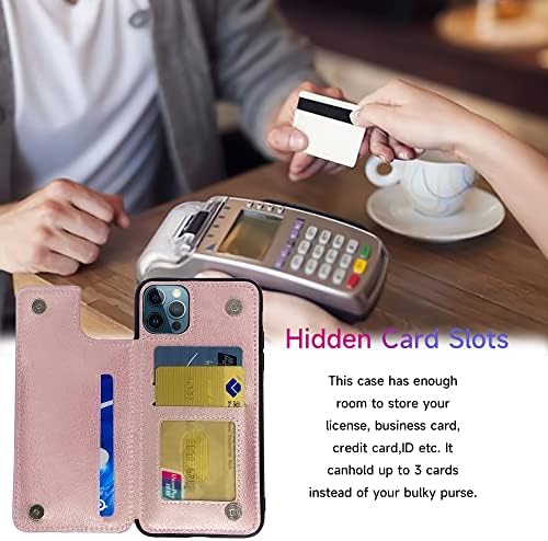 DSWTENY Compatível com o iPhone 11 Pro Max 6.5 Caixa com suporte de cartão de crédito de couro de cartão magnético Acessórios