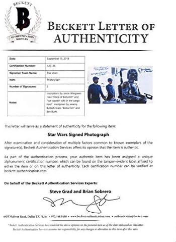 Star Wars Wingreen, Bullock e Burtt Authentic assinado 11x14 Photo BAS A15136