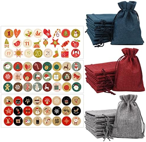 Bolsas de calendário do advento de Natal Chengzui, 24 dias de contagem regressiva de bolsas de presente de calendário de