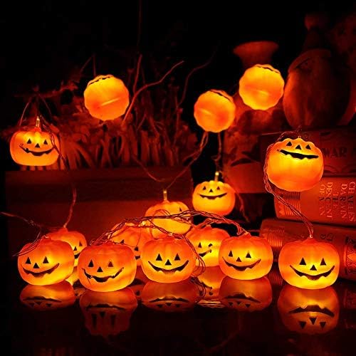 Luzes de Halloween de Kailedi, 20 luzes de corda de abóbora LED 9,8 pés decoração de Halloween, 2 modos Luzes constantes e tremeluzentes