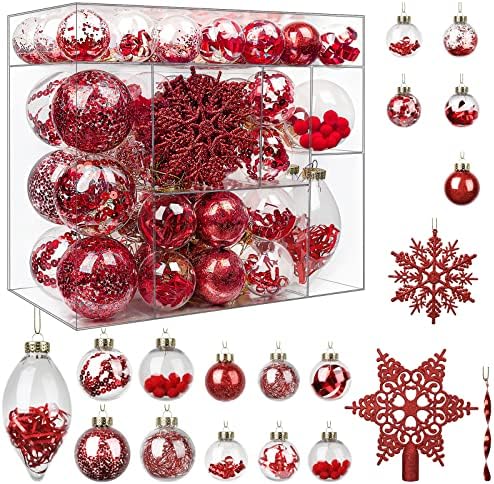 Shareconn Christmas Balls Ornings Set, plástico de quebra de embustos decorativos transparentes para decoração de casamentos de