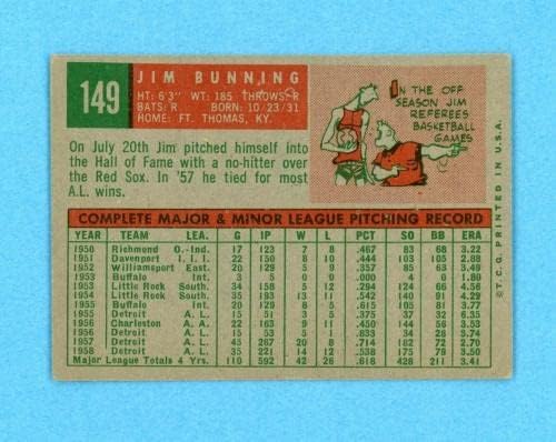 1959 Topps #149 Jim Bunning Detroit Tigers Baseball Card Ex SM Cres BT - Cartões de beisebol com lajes