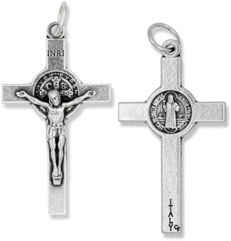 Caritas et fides pacote a granel de 5 - Crucifixo de 5 - São Bento Crucifixo Grande Cruz para Rosário - 1 1/2 Crucifixo
