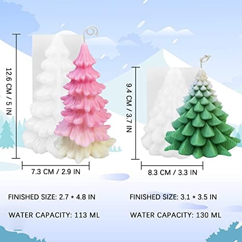 Zakvoor 2 PCs 3d Formato da árvore de Natal Molde de silicone para fundição para decoração de aromaterapia de aromaterapia DIY