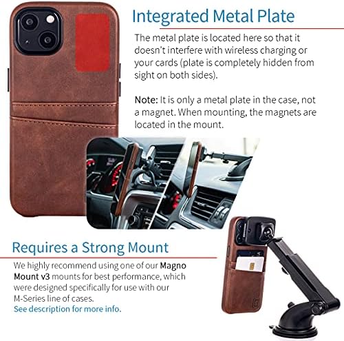 Caixa de carteira do Dockem para iPhone 13 com placa de metal embutida para montagem magnética e 2 bolsos do portador de cartão