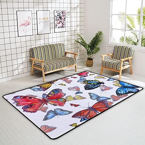 Rastreador de carpete interno brincar tapete colorido de aquarela de borboleta para a sala de estar quarto de piso educacional