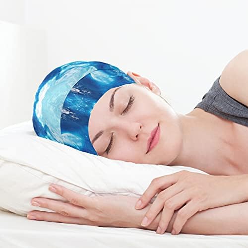 Skull Cap boné de tampa do sono Hat de capuz para mulheres Marmore listrado aquarela azul Sleeping Bap Hat Hair Headwear