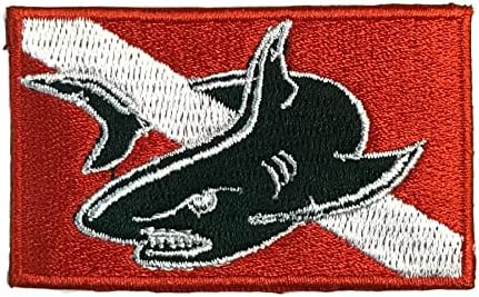 Mig Atlanta Shark Flag bordou Diver Down Bandle Patch, Ferro no emblema de mergulho Patch Patch