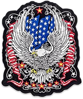 Águia voadora com bandeiras americanas Ferro no Center Patch para motociclista ou colete veterano de motociclistas