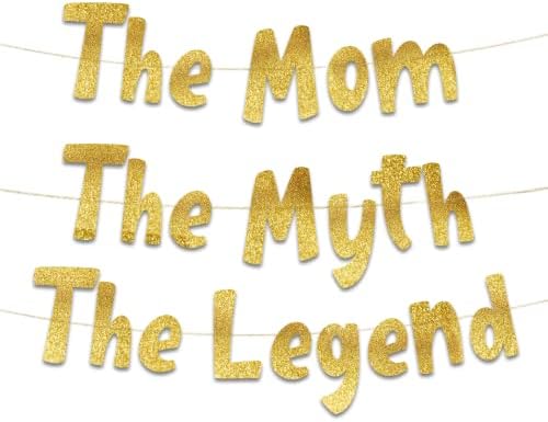 A mãe, o mito, a faixa do Gold Glitter Gold - Banner de festas de aniversário da mãe, presentes e decorações - presente do dia das