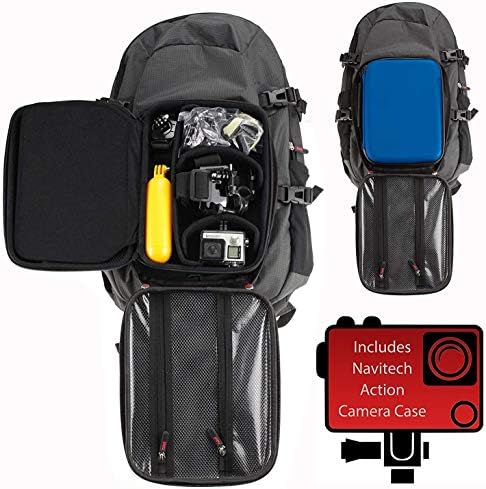 Navitech Action Camera Backpack e Blue Storage Case com cinta de tórax integrada - Compatível com a câmera de ação