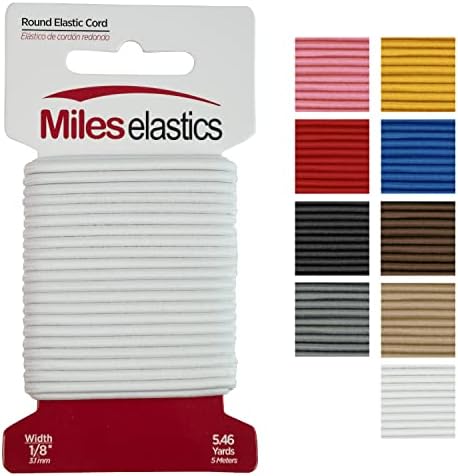 Miles Elastic Round Elasty Cord, elástico trançado, elástico forte, costura elástica 1/8 por 5,46 jardas | Elastic