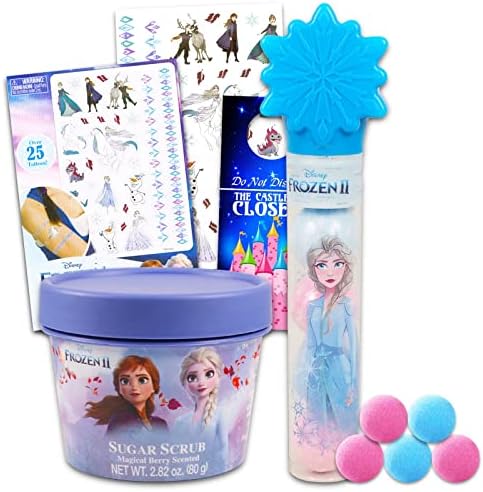 Disney Frozen Bath Set for Girls - pacote de banho congelado com bombas de banho congeladas, esfoliação de açúcar e tatuagens