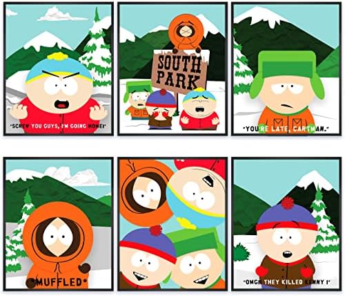 Posters de South Park para meninos Decoração - 8x10 polegadas Conjunto sem molho de 6 parede Arte - aquarela impressa fotos