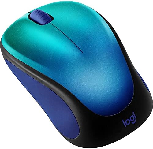 Logitech Designer Collection Edição limitada mouse compacto sem fio com designs coloridos, 1000 dpi óptico 3-butões mouse, azul aurora
