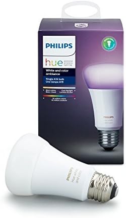 Philips Hue White e Color Ambiance A19 60W Equivalente Lâmpada inteligente LED equivalente, 1 lâmpada inteligente, trabalha com