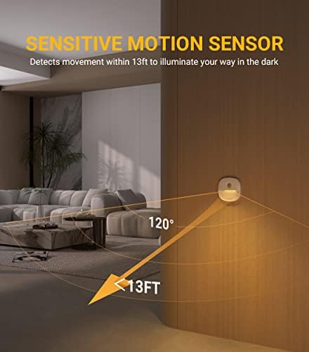 Lyridz Recarregável Sensor de movimento Night Light, mini-luz de noite branca quente, 1-20lm de brilho ajustável de 1-20lm Luz noturna