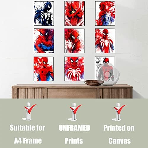 Super Spider Posters - pôsteres pintados à mão Decoração de parede Decoração de pôster Decoração da sala de aranha