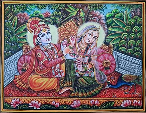 Krishna e Radha Canvas pintando Krishna pintando pintura em miniatura em tela de parede de tela Krishna Pictures
