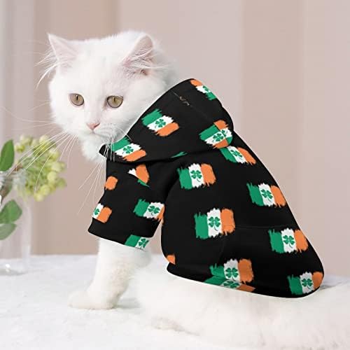 Flag da Irlanda vintage com trajes de cachorro e gato sortudos, terno de capuz de estimação fofo com chapéu de roupa