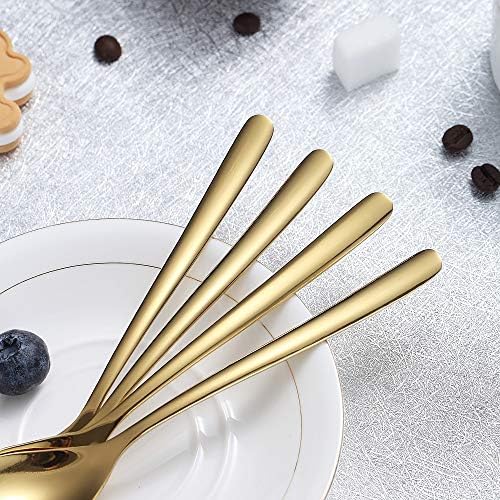 Colheres de chá de ouro 4 peças, Homquen 6.6 Design moderno Spoons de aço inoxidável