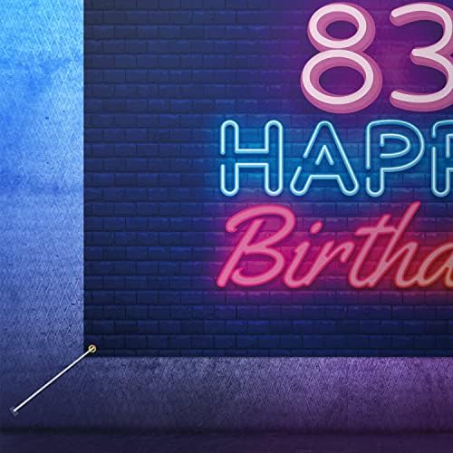Glow Neon Feliz 83º Aniversário Banner Decoração Black - Colorido brilhando com 83 anos de idade Decorações de temas para homens